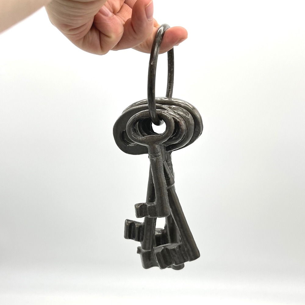 Vintage Style Cast Iron Skeleton Keys Set of 5 on Ring Rustic Decorative Jailer